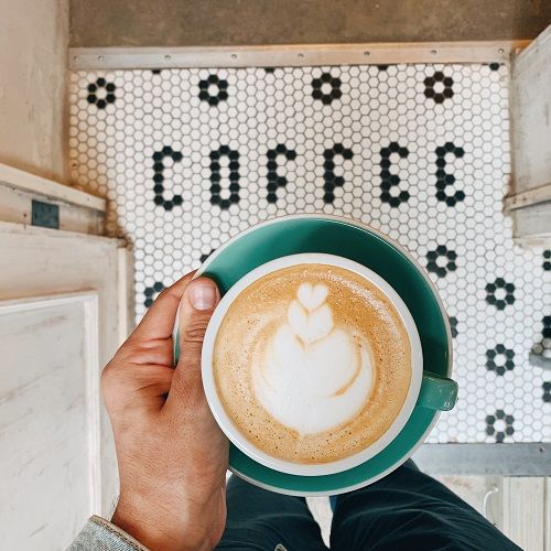 Coffee mug in cafe